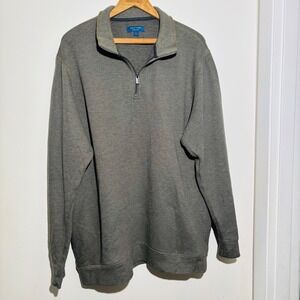 Mens Cole‎ Haan OS Olive Green Soft Cotton Blend 1/4 Zip Pullover Shirt XL